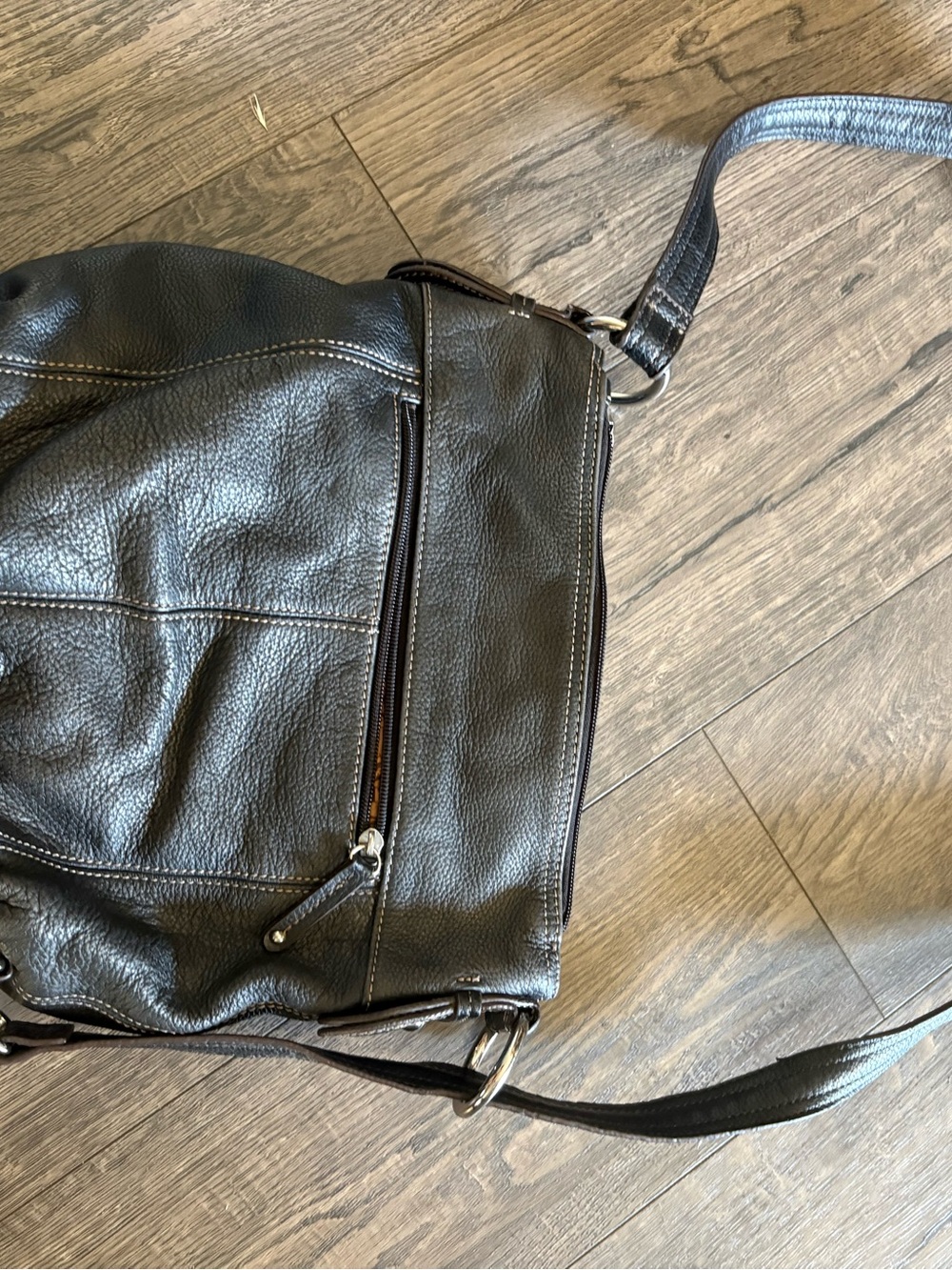 Tignanello Black Leather Shoulder Bag - Pebbled Crossbody
